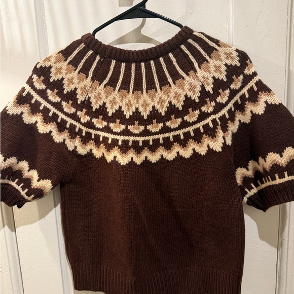 Brown and Cream Fair Isle Women's Sweater - Picture 5 of 5